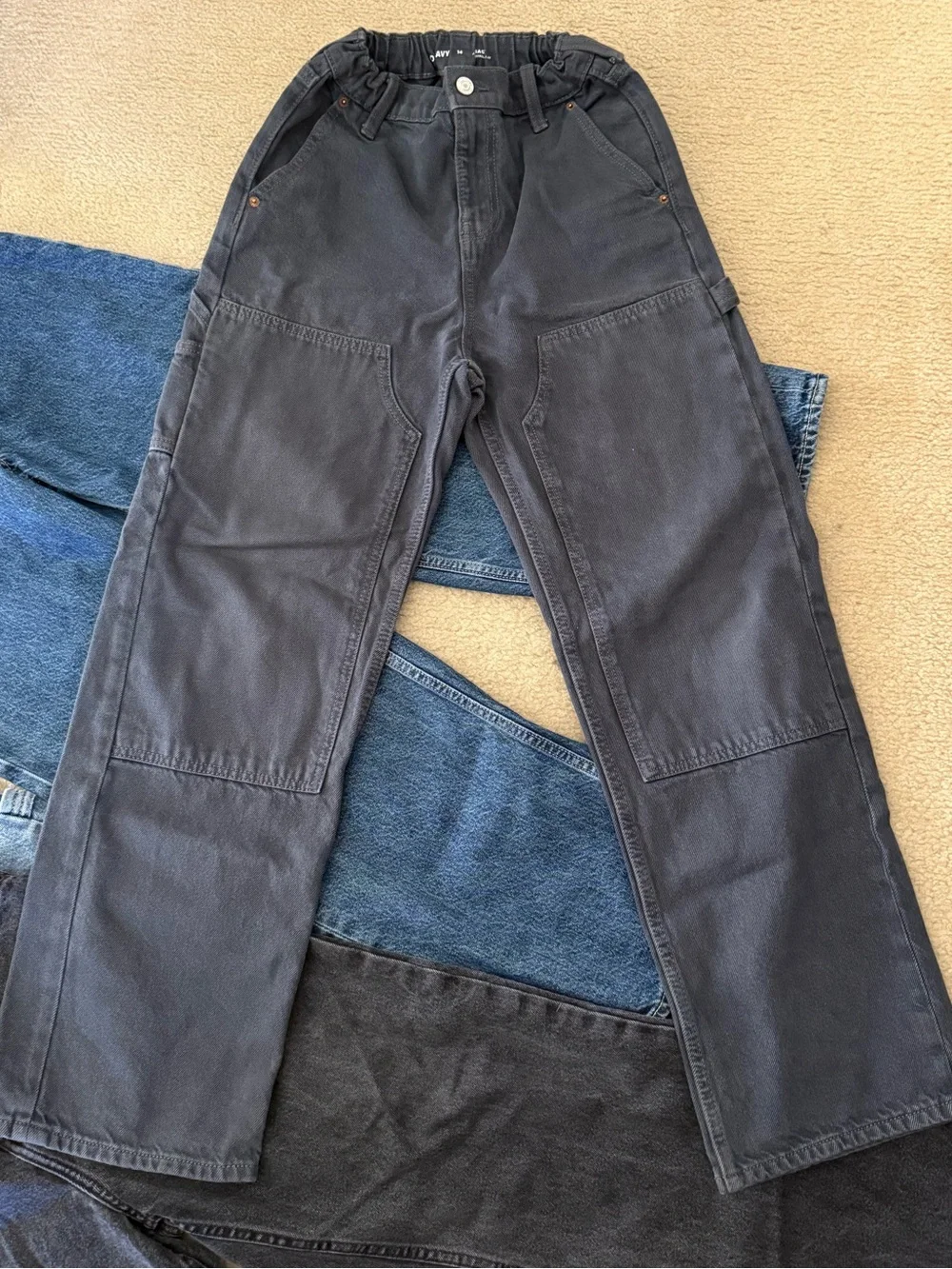 Boys Youth Old Navy Baggy Fit Casual Denim Cargo Pants Jeans